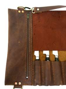 Sac de transport pour couteaux de chef professionnel en cuir de vache véritable, léger et portable, LKR-0240 - Product Image 4