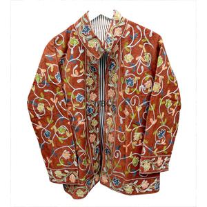 Elegante Chaqueta de Pana Bordada para Mujer, Cuello Mandarín, Bordado Floral, Abrigo Ligero de Pana para Otoño e Invierno - Product Image 5