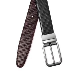 Cinturón Reversible de Cuero Premium para Hombre, Textura Granulada, Duradero, para Atuendos Casuales, Ajuste Cómodo, Hebilla Ajustable, Estilo Formal Elegante - Product Image 2