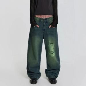 Jeans de Pierna Ancha para Hombre, de Algodón Lavado Vintage, Personalizados, Cómodos, de Calidad Premium, Corte Holgado, Tallas Grandes - Product Image 5