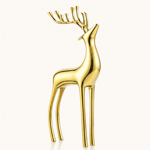 Modern Gold Metal Reindeer Sculpture Elegant Metal Standing Deer Statue for <b>Christmas</b> Tabletop Centerpiece & Holiday Home Decor - Product Image 5