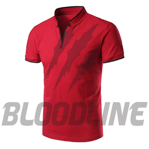 Polo à manches courtes pour homme Bloodline, couleur unie, tricoté, respirant, coupe classique, bleu marine - Product Image 3