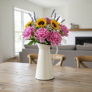 Vase à fleurs en métal Headway - Vase rustique de style campagnard français vintage avec poignée, pichet décoratif pour la décoration intérieure - Product Image 3