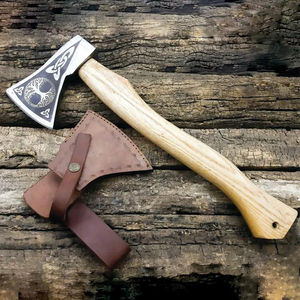 Burraq 16" Custom Handmade Carbon Steel Tomahawk Splitting <b>Axe</b> Rosewood Handle Leather <b>Camping</b> Hunting Outdoor DIY Industrial - Product Image 2