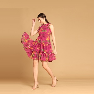 Vestido de Mujer de Primera Calidad con Estampado de Loto Rosa, Vestido de Verano, Ropa Casual de Playa, Atuendo para Vacaciones, Fabricante - Product Image 1