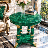 Vase de table rond en malachite fait main, décoration de bureau, pierre ornementale de luxe, vert, décoration pour la maison et les mariages