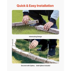 Bordatura Paesaggistica Realistica in Finta Pietra 46,4 x 2,2 cm, Bordura da Giardino Flessibile a Forma di Mattone con Picchetti di Ancoraggio, Facile da Installare - Product Image 4