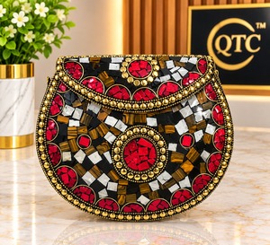 Handmade Bohemian Luxury <b>Mosaic</b> Clutch Bag Beaded Rhinestone Waterproof Evening Purse Custom Bridal Party Clutch for Women - Product Image 4