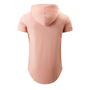 T-shirt à capuche uni de haute qualité pour homme, coupe classique, manches courtes, haut de sport, couleur unie, tee-shirt d'été à capuche, personnalisable avec logo - Product Image 2