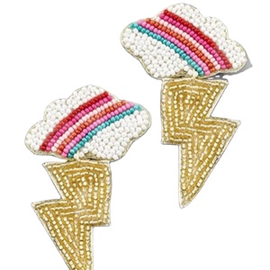 Vintage Patriotic Memorial Day Women's Dangle Earrings Orange White <b>Blue</b> <b>Beaded</b> Spring Shower for Weddings Fashion Accessory - Product Image 1