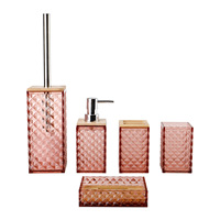 Juego de Accesorios de Baño Hotel Blue, Diseño Bohemio de Plástico, Dispensador de Jabón, Portacepillos de Dientes, Jabonera, Vaso, Organizador de Encimera