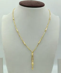 Collar Dokiyu con Diseño en Y de Oro Real de 22K, Multicapa, con Detalle de Cuentas en Dos Tonos, Colección de Joyería Fina para Mujer - Product Image 1