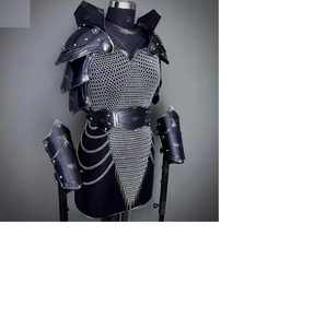 Armadura Medieval de Acero, Cuiraz con Malla de Eslabones Redondos, Acabado Plateado, Grabado en Relieve, para Cosplay y Coleccionismo - Product Image 1
