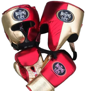 Guantes de Boxeo de Alta Calidad No Boxing No Life, Rojos y Dorados, de Cuero PU, con Cordones, Transpirables, para Entrenamiento de Adultos - Product Image 5