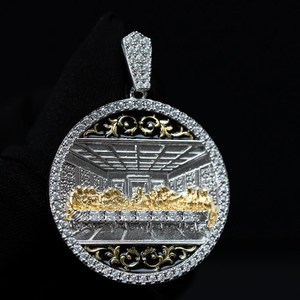 Colgante de Moneda de Plata de Ley 925 con Moissanita Iced Out, Medallón de la Última Cena, Joyería Religiosa, Collar de Diamantes de Moissanita Estilo Hip Hop - Product Image 4