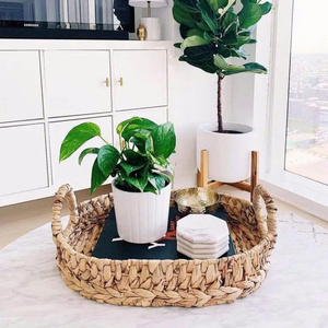 Natural Rattan Storage Basket Oval With Handles Rustic Home Decoration <b>Tray</b> For Neatening - Product Image 5