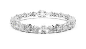 Pulsera de tenis de lujo con diamantes cultivados en laboratorio de corte oval único, chapada en rodio, con piedras laterales de corte oval de 7.7 quilates, en oro rosa de 18 quilates. - Product Image 5
