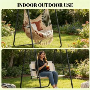 Struttura Nera per Sedia a Dondolo Sospesa, Prodotto Elegante e Confortevole - Product Image 4