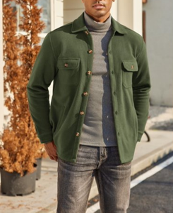 Veste en polaire tricotée imperméable pour homme, 100 % polyester, manches longues, poids moyen, fermeture éclair décontractée, coupe ample, poches - Product Image 1