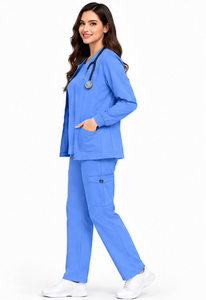 Blouse de laboratoire professionnelle ivoire pour chirurgien, unisexe, respirante, en coton et polyester, uniforme médical à manches longues, vente en gros - Product Image 5