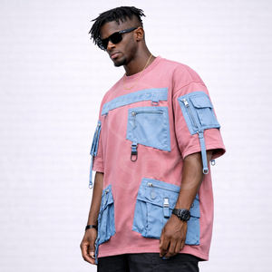 Nueva llegada: Camiseta táctica urbana de estilo cargo con múltiples bolsillos y corte oversize para hombre al por mayor - Product Image 2