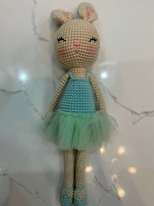 Amigurumi ตุ๊กตาผ้าถักโครเชต์สำหรับเด็ก,ตุ๊กตากระต่ายถักโครเชต์ทันสมัยลายน่ารักพร้อมผมยาวสำหรับให้เด็กทารกนอนหลับ - Product Image 3