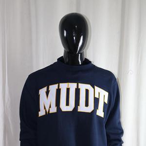 Sweat-shirt à col montant MUDT bleu marine, 100% coton, avec broderie appliquée blanche, col large, URBAN PRODUCTIONS - Product Image 2