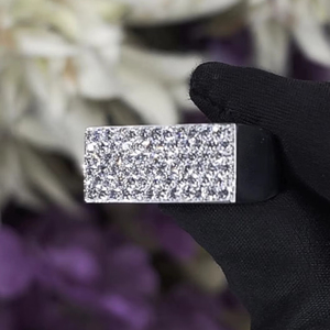 6-Row Wide <b>Thick</b> Sterling Silver Hip Hop Style Cluster <b>Ring</b> with Pave Setting Rhodium Plated Unisex Wedding & Anniversary <b>Ring</b> - Product Image 1