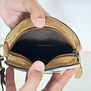 Nouvelle pochette ronde motif orage et éclairs, porte-monnaie à carreaux avec dragonne pour femme, portefeuille zippé en cuir repoussé, sac mignon - Product Image 6