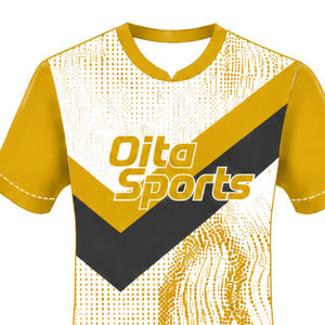 Golden Yellow <b>White</b> <b>Black</b> Short Sleeve Rugby Jersey Crew Neck Graphic Athletic Performance Team Sportswear Training Match Rugby - Product Image 3