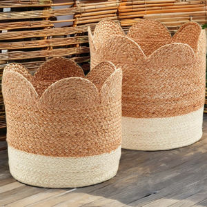 Venta al por mayor respetuoso con el medio ambiente personalizado OEM hecho a mano Vintage multifunción cesta de almacenamiento de flores diseño festoneado para la cocina hogar - Product Image 2