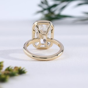 Elegant Gold Bezel Setting <b>Cushion</b> Cut Lab Grown Diamond Women's Luxury <b>Wedding</b> <b>Ring</b> Elongated Anniversary Solitaire Fine - Product Image 4