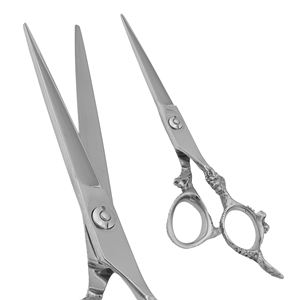 Tijeras de peluquería profesionales de alta calidad para diestros, con hoja recta de acero inoxidable, mango de acero y punta roma, hoja ancha Stahlmann Pro - Product Image 4