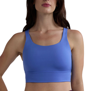 Womens Seamless <b>Racerback</b> Sports <b>Bra</b> Medium Support Solid Color Yoga Fitness Breathable Stretch Top supplier athletic apparel - Product Image 1