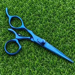 Ciseaux de coiffure professionnels en acier inoxydable bleu plasma de 6 pouces avec anneau pivotant et logo personnalisé pour barbier et salon de coiffure - Product Image 6