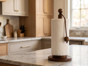 Soporte de papel de cocina de madera, de pie, desmontable, para rollos de papel. - Product Image 3