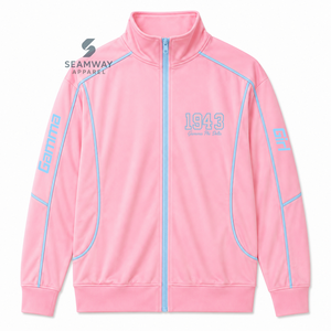 Sweat-shirt à capuche zippé pour femme Gamma Phi Delta Sorority, manches longues, col montant, style survêtement avec passepoil contrastant, fermeture éclair intégrale, pour la détente - Product Image 1