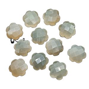 Natural 10mm Gray Moonstone Faceted <b>Flower</b> Shape Briolette For Jewelry Wholesale Grey Moonstone Carved <b>Flower</b> Gemstone Charms - Product Image 1