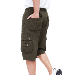 Latest Casual Solid Cargo Shorts Loose Fit Multi-pocket Breathable Quick Dry Long Short Pants Men Custom Logo Cotton - Product Image 5