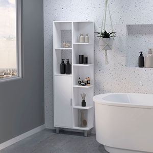 Armadio Bianco a 9 Ripiani per Biancheria e Stoccaggio in Bagno - Product Image 1