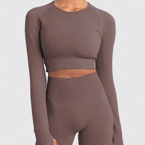 yoga set <b>exercise</b> clothing set Women's Trendy Sportswear Solid Front Logo Seamless for Women's Sets Gym Workouts - Product Image 6