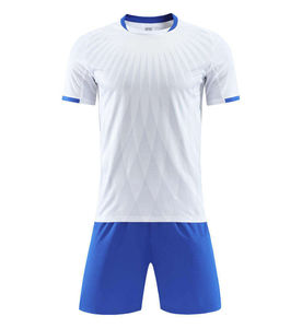 Conjunto de Uniforme de Fútbol Blanco y Azul para Hombre, Camiseta Sublimada de Manga Corta, Ropa Deportiva de Poliéster que Absorbe la Humedad, para Todas las Temporadas - Product Image 1