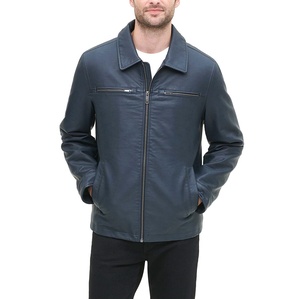 <b>Men's</b> Casual Winter Streetwear Faux Leather Jacket with Waterproof Hood Zipper Closure Comfort Fit jacket for <b>men</b> - Product Image 1