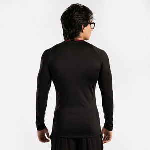 Haut de sport à manches longues pour homme, compression, anti-UV, noir, séchage rapide, coupe ajustée, manches intégrales, spandex, polyester - Product Image 3