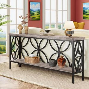 Table de canapé longue de style industriel à utiliser comme table console derrière le canapé - Product Image 2