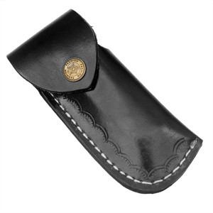 Cuchillo plegable de supervivencia multifuncional hecho a mano en Damasco, con mango de hueso quemado y funda de cuero. - Product Image 2