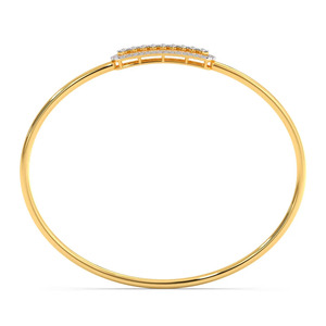 <b>Floating</b> Row Diamond Bangle with Yellow Gold Slim Band and Elongated Geometric <b>Frame</b> Design - Product Image 3
