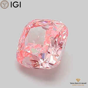 เพชร CVD รูปทรงสี่เหลี่ยมคุชชั่น น้ำหนัก 1.00 กะรัต รับรองโดย IGI ความสะอาดระดับ VS1 สีชมพูสดใส เหมาะสำหรับแหวนหมั้น - Product Image 6