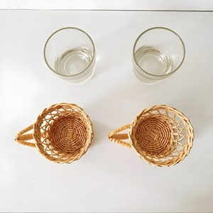 Rattan Blank Tumblers Wicker Mug Cover Eco Friendly Hand-<b>braided</b> Glass Holder <b>Accessories</b> Private Brand Accept - Product Image 4