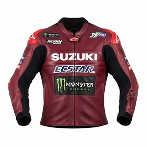 Veste de moto en cuir de vachette Zuzuki CE Level 2 pour homme/Chaqueta, équipement de protection pour la course sur circuit - Product Image 1